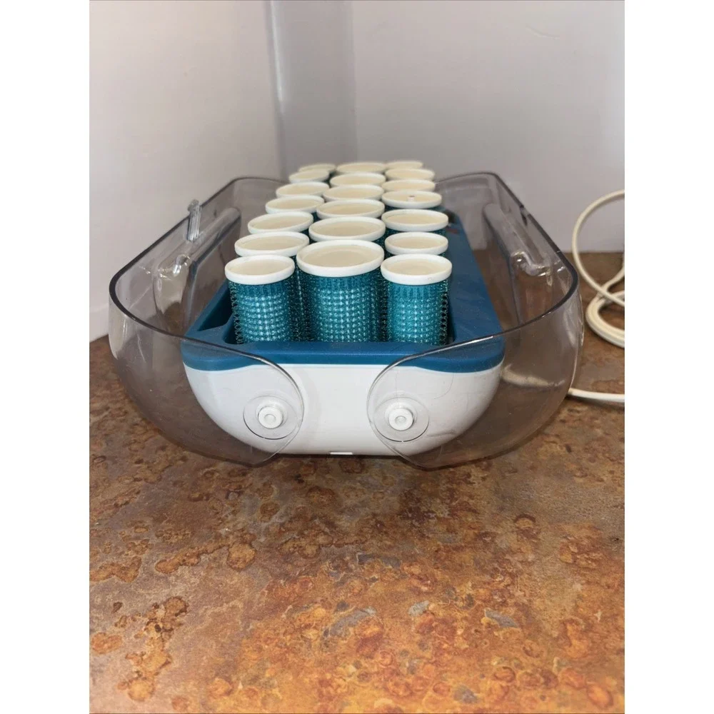 CONAIR EASY HOLDING HAIRSETTER 20 EASY GRIP HOT ROLLERS CURLERS + 17 CLIPS